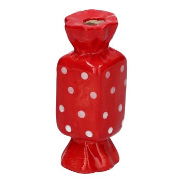 Jarrón rectangular para una sola flor Bonbon AMIEL de cerámica, con lunares, rojo-blanco, 4,5x4,5x11,5cm Jarrón rectangular para una sola flor Bonbon AMIEL de cerámica, con lunares, rojo-blanco, 4,5x4,5x11,5cm