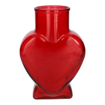 Jarrón decorativo de cristal FILIPA con forma de corazón, con pie, rojo transparente, 15,5 x 8 x 22 cm Jarrón decorativo de cristal FILIPA con forma de corazón, con pie, rojo transparente, 15,5 x 8 x 22 cm
