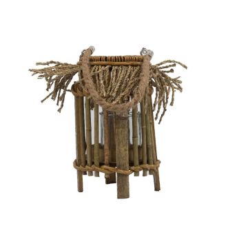 Linterna de mimbre ZACHARIE de bambú, asa, inserto de cristal, beige, 31 cm, Ø 16 cm Linterna de mimbre ZACHARIE de bambú, asa, inserto de cristal, beige, 31 cm, Ø 16 cm