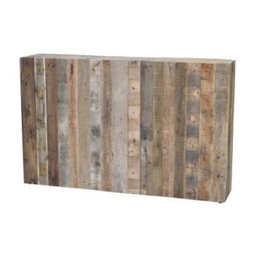 Peanera rústica de madera KIRYON con veteado natural, marrón, 118x25x75cm
