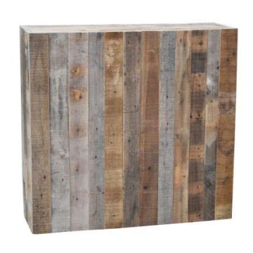 Peanón rústico de madera KIRYON con veteado natural, marrón, 78x25x75cm
