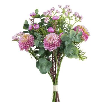 Ramo de flores artificiales: dalia pompón y eucalipto ZORCA, con bayas, rosa-lila, 30 cm Ramo de flores artificiales: dalia pompón y eucalipto ZORCA, con bayas, rosa-lila, 30 cm