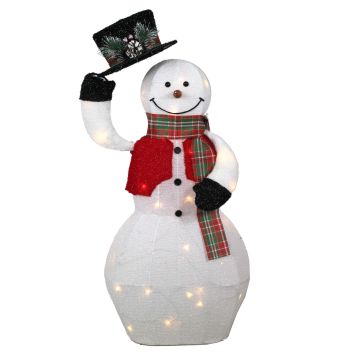 Figura decorativa de muñeco de nieve COLWOOD con función de movimiento, LED, blanco-rojo-negro, 45 cm Figura decorativa de muñeco de nieve COLWOOD con función de movimiento, LED, blanco-rojo-negro, 45 cm