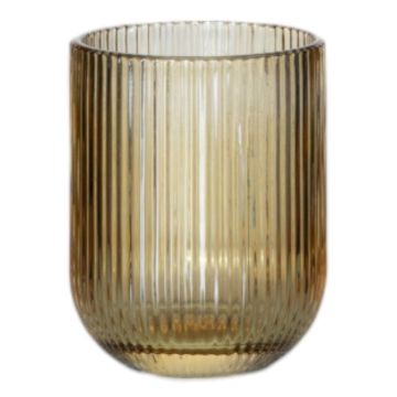 Vaso de agua GENOVEFA con estrías, ámbar-transparente, 9,5 cm, Ø 7,5 cm Vaso de agua GENOVEFA con estrías, ámbar-transparente, 9,5 cm, Ø 7,5 cm