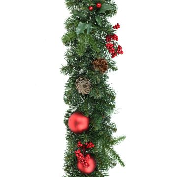 Guirnalda de abeto de espuma sintética VISALIA, verde, con frutos, 180cm, Ø30cm Guirnalda de abeto de espuma sintética VISALIA, verde, con frutos, 180cm, Ø30cm
