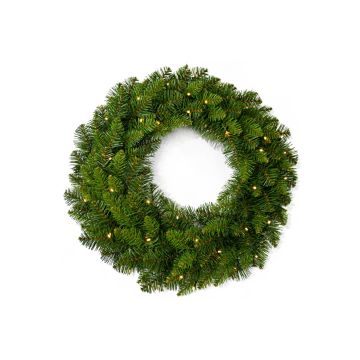 Corona de abeto de plástico OXNARD, verde, con luces LED, Ø 60 cm Corona de abeto de plástico OXNARD, verde, con luces LED, Ø 60 cm