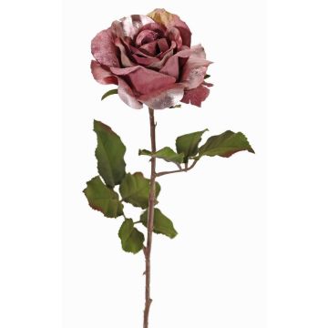 Rosa artificial de terciopelo SINDALA, lila envejecido, 60cm, Ø12cm