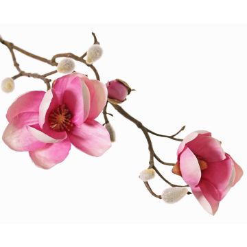 Rama decorativa de magnolia KOSTAS, rosa-fucsia, 55 cm, Ø 6-8 cm