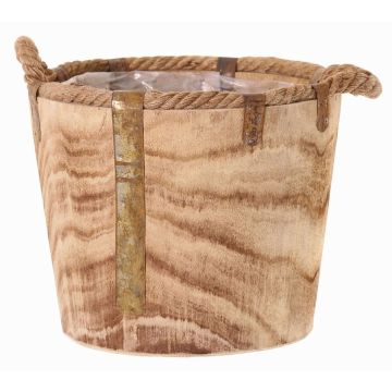 Maceta de madera DABIH con asas de cuerda, marrón, 24cm, Ø29cm Maceta de madera DABIH con asas de cuerda, marrón, 24cm, Ø29cm