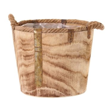 Maceta de madera DABIH con asas de cuerda, marrón, 24 cm, Ø 29 cm Maceta de madera DABIH con asas de cuerda, marrón, 24 cm, Ø 29 cm