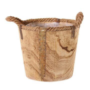 Maceta de madera DABIH con asas de cuerda, marrón, 22 cm, Ø 24 cm Maceta de madera DABIH con asas de cuerda, marrón, 22 cm, Ø 24 cm