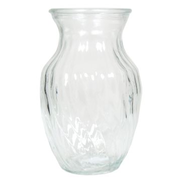 Jarrón de cristal CATLYN con líneas sinuosas, transparente, 20cm, Ø13cm