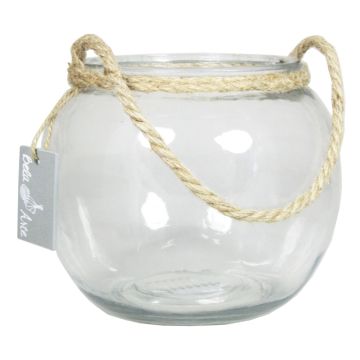 Jarrón bola para velas DAVY de cristal, con asa, transparente, 15cm, Ø18cm