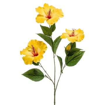 Rama artificial de hibisco AMADOU con flores, amarilla, 80 cm