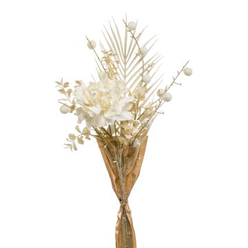 Ramo de peonías artificiales AYMA con euforbia globosa, color crema, 60 cm