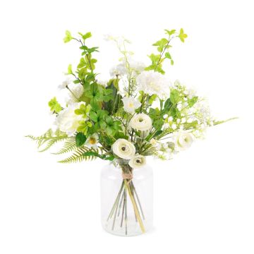 Ramo decorativo de flores de invierno GWENDA, blanco-verde, 60cm, Ø45cm Ramo decorativo de flores de invierno GWENDA, blanco-verde, 60cm, Ø45cm