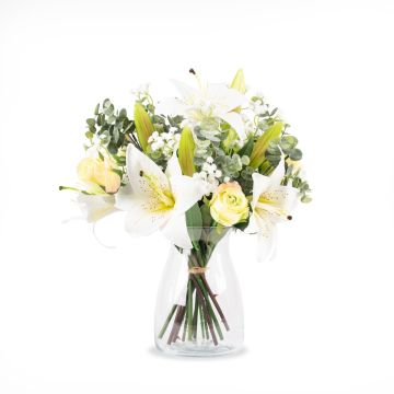 Ramo artificial de lirios MARIPOSA, rosa, blanco-verde, 45cm, Ø40cm Ramo artificial de lirios MARIPOSA, rosa, blanco-verde, 45cm, Ø40cm
