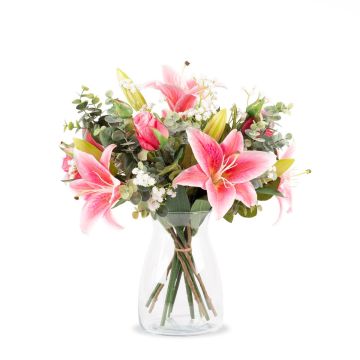 Ramo artificial de lirios MARIPOSA, rosa, 45cm, Ø40cm Ramo artificial de lirios MARIPOSA, rosa, 45cm, Ø40cm