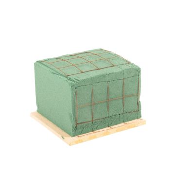 ®mosy Ökodur, base para arreglos funerarios VESDO con rejilla metálica, borde con asa, base de madera natural, verde, 11,5 x 11 x 8,5 cm ®mosy Ökodur, base para arreglos funerarios VESDO con rejilla metálica, borde con asa, base de madera natural, verde, 11,5 x 11 x 8,5 cm