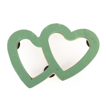 ®mosy Ökodur Espuma floral en forma de coche con dos corazones SKENADA, decoración de boda, con ventosa, base de madera natural, verde, 43x58x5cm