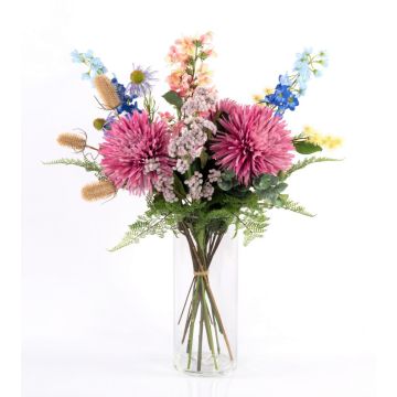 Ramo de flores artificiales LOLANA, delphinium, rosa-azul, 70cm, Ø50cm