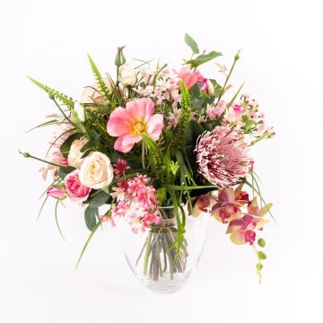 Ramo de flores artificiales de verano SANDARA, rosa-verde, 50cm, Ø50cm Ramo de flores artificiales de verano SANDARA, rosa-verde, 50cm, Ø50cm