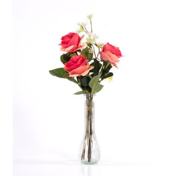 Ramo de rosas de plástico SIMONY con accesorios, salmón, 45cm, Ø20cm Ramo de rosas de plástico SIMONY con accesorios, salmón, 45cm, Ø20cm