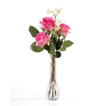 Ramo de rosas de plástico SIMONY con accesorios, fucsia, 45cm, Ø20cm Ramo de rosas de plástico SIMONY con accesorios, fucsia, 45cm, Ø20cm