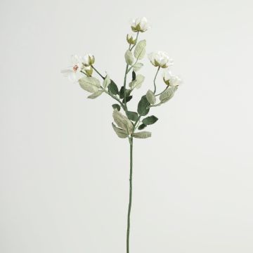 Rama de rosa silvestre de flores artificiales FOSETTA, colección Eco, blanco-lila, 70 cm, Ø 3-5 cm