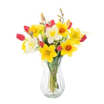Ramo artificial de flores primaverales MANULA, narcisos, amarillo-rosa-blanco, 40cm, Ø30cm Ramo artificial de flores primaverales MANULA, narcisos, amarillo-rosa-blanco, 40cm, Ø30cm