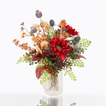 Ramillete de plástico de otoño HELENA girasol, rojo, 40cm, Ø35cm