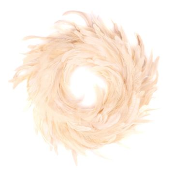 Corona de plumas de pavo real NORDIAN, blanco decolorado, Ø 40 cm