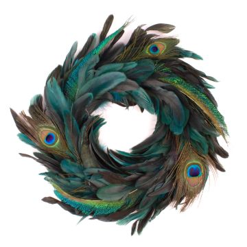 Corona de plumas de pavo real NORDIAN, natural, Ø40cm Corona de plumas de pavo real NORDIAN, natural, Ø40cm