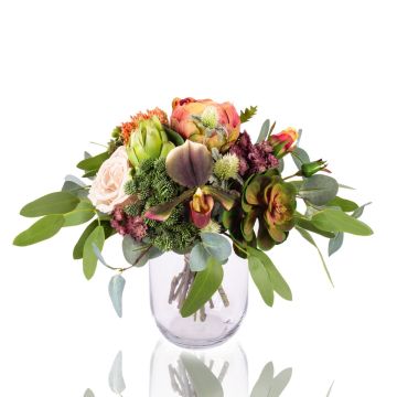 Ramo de flores artificiales con suculentas NABINTY, salmón y verde, 35cm, Ø35cm Ramo de flores artificiales con suculentas NABINTY, salmón y verde, 35cm, Ø35cm