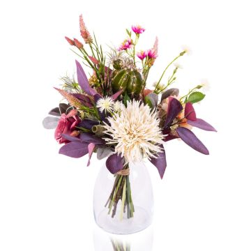 Ramo decorativo KALOU con cactus, violeta, blanco y salmón, 45cm, Ø35cm Ramo decorativo KALOU con cactus, violeta, blanco y salmón, 45cm, Ø35cm