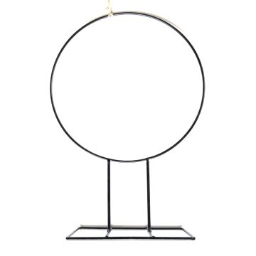 Anillo de metal decorativo FREYDIS con pie, negro, 40cm, Ø28cm
