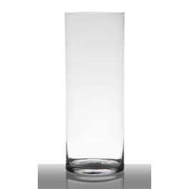 Jarrón De Cristal De Piso Cilíndrico - Transparente, 50 Cm De Alto, 15 Cm De Diámetro, Decoración Moderna