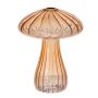 Florero de cristal PULCHERIA, forma de seta, ranuras, ámbar-transparente, 13cm, Ø10cm