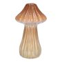 Jarrón RATBURGA, forma de seta, cerámica, ranuras, marrón-beige, 16cm, Ø9cm