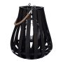 Farolillo ALVARU de ratán, con cristal de vela, asa, negro, 31cm, Ø24cm