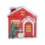 Macetero casa de cerámica ARMAS, navideño, rojo-blanco, 13x13x15cm