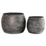 Jardinera vintage de zinc RIZA, 2 piezas, bulbosa, gris, 27,5-32cm, Ø30-40cm