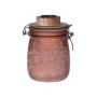 Tarro con cierre hermético ANNEDORE con soporte para velas de té, aspecto escarchado, ámbar, 15,5cm, Ø10,5cm