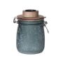 Tarro con cierre hermético ANNEDORE con soporte para velas de té, aspecto escarchado, verde petróleo, 15,5cm, Ø10,5cm