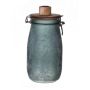 Tarro con cierre hermético ANNEDORE con soporte para velas de palo, aspecto escarchado, verde petróleo, 24,5cm, Ø11,5cm