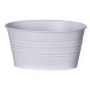 Maceta ovalada de zinc MICOLATO con ranuras, blanca, 19x13,5x10cm