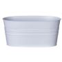 Maceta ovalada de zinc MICOLATO con ranuras, blanca, 25x13x11,5cm