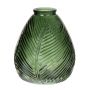 Florero NELLOMIO con estructura de hojas, vidrio, verde transparente, 16cm, Ø14cm