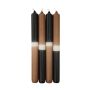 Velas de palo Dip Dye LISSITA, 4 unidades, negro-caramelo, 25cm, Ø2,3cm, 11h