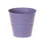 Maceta redonda MICOLATO con ranuras, zinc, lila, 12cm, Ø13,5cm